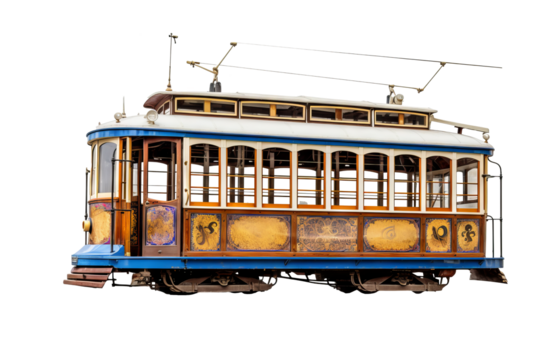 Rope-tram vehicle isolated on transparent background, PNG format for urban transportation design and 3d rendering projects