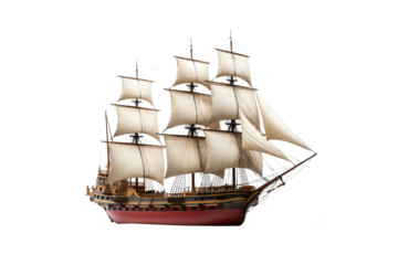High-resolution PNG image of a detailed ship isolated on a crisp transparent background for nautical-themed design projects, illustrations, and digital artwork in maritime settings.