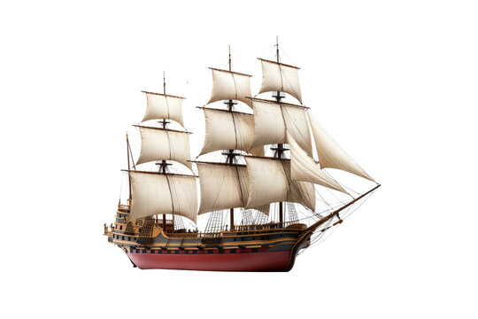 High-resolution PNG image of a detailed ship isolated on a crisp transparent background for nautical-themed design projects, illustrations, and digital artwork in maritime settings. - Powered by Adobe