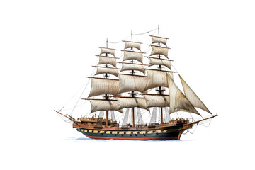 High-resolution PNG image of a detailed ship isolated on a crisp transparent background for nautical-themed design projects, illustrations, and digital artwork in maritime settings.
