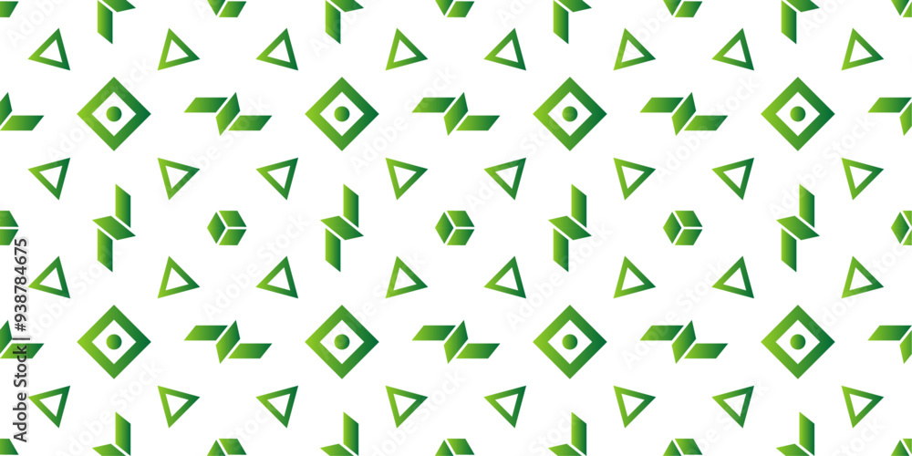 Poster geomatric seamless pattern creative trendy groovy abstract green shape repeatable vector texture pap