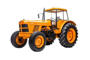 High-resolution PNG of a classic farm tractor isolated on transparent background for agricultural and farming design projects, ideal for creating realistic rural landscapes and farm equipment