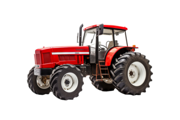 High-resolution PNG of a classic farm tractor isolated on transparent background for agricultural and farming design projects, ideal for creating realistic rural landscapes and farm equipment