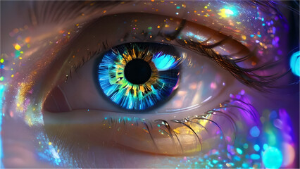 Shimmering glow of eye closeup