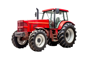 High-resolution PNG of a classic farm tractor isolated on transparent background for agricultural and farming design projects, ideal for creating realistic rural landscapes and farm equipment