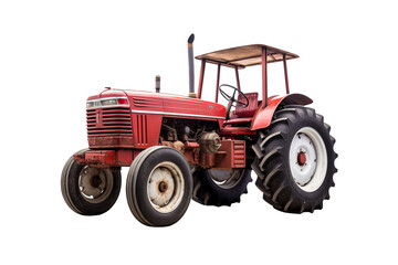 High-resolution PNG of a classic farm tractor isolated on transparent background for agricultural and farming design projects, ideal for creating realistic rural landscapes and farm equipment