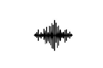Black sound wave vector minimalist isolated on white background