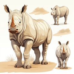 Obraz premium Majestic Rhino Illustration Isolated on White or Transparent Background