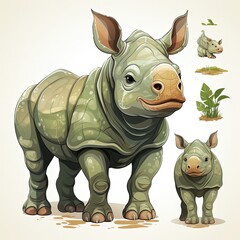Fototapeta premium Majestic Rhino Illustration Isolated on White or Transparent Background