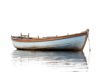 High-resolution PNG of a classic wooden boat isolated on transparent background for nautical-themed designs and projects