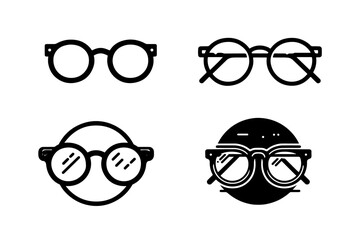 Set of Vector glasses model icon minimalist isolated on white background