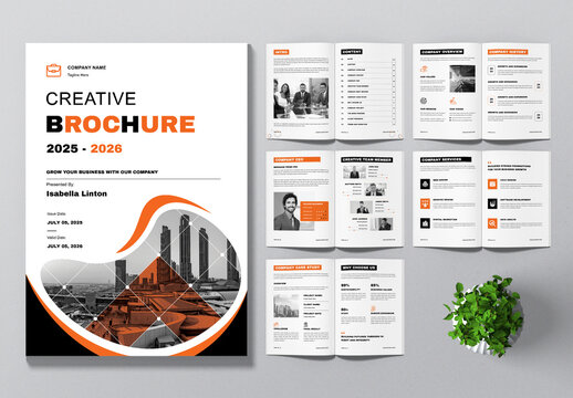 Business Brochure Layout With Orange Accent