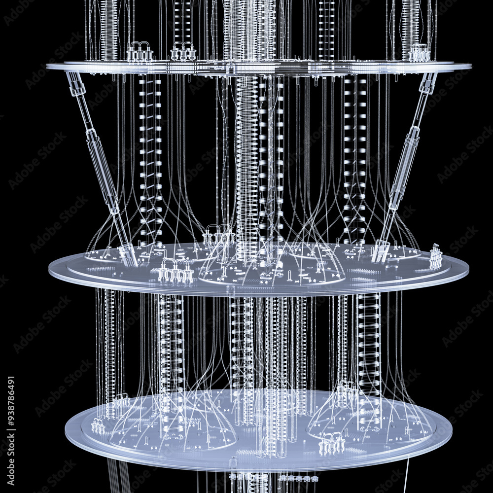 Poster crystal quantum computer machine isolated