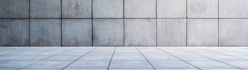 Fototapeta premium Modern empty room with concrete wall and floor, perfect for showcasing artwork, products, or minimalist design.