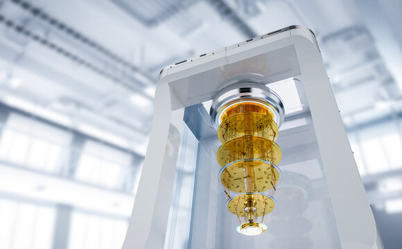 Quantum computer machine in shield capsule