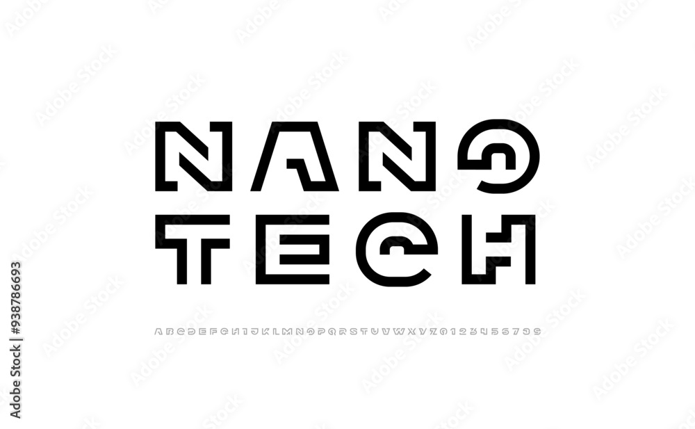 Poster trendy font alphabet from segment line