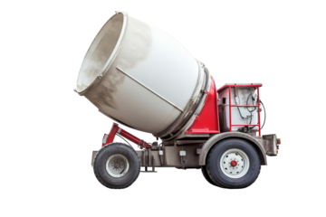 Isolated cement mixer on transparent background for construction and industrial design projects, ideal for integrating into architectural visualizations and creative presentations
