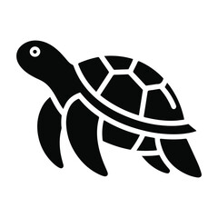 Turtle black silhouette vector with white background.