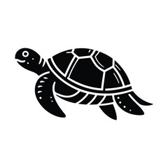 Turtle black silhouette vector with white background.