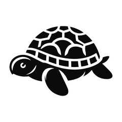 Turtle black silhouette vector with white background.