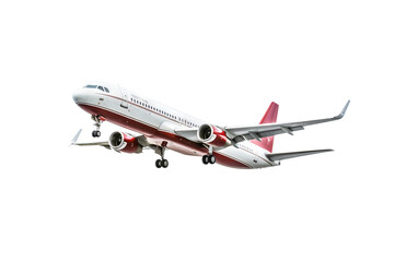 Commercial airplane isolated on transparent background, high-resolution PNG for aviation design projects and digital illustrations, featuring detailed aircraft structure and modern airliner aesthetics