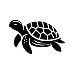 Turtle black silhouette vector with white background.