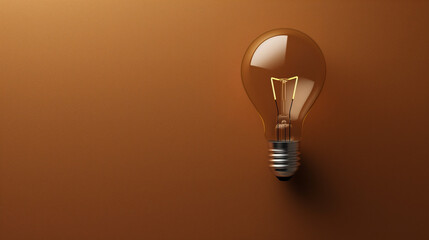 Vintage light bulb glowing on a rich brown background with soft shadows, showcasing classic Edison style lighting for warm and cozy interior decor