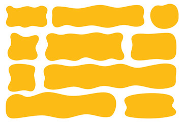 Rectangle shapes. Organic textbox frame. Vector square hand drawn blobs. Abstract doodle cute organic bubbles. Irregular fluid stickers for banner with curve edge