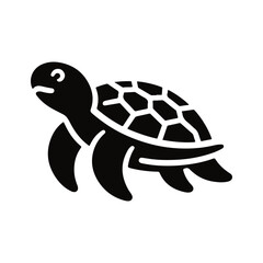 Turtle black silhouette vector with white background.