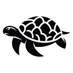 Turtle black silhouette vector with white background.