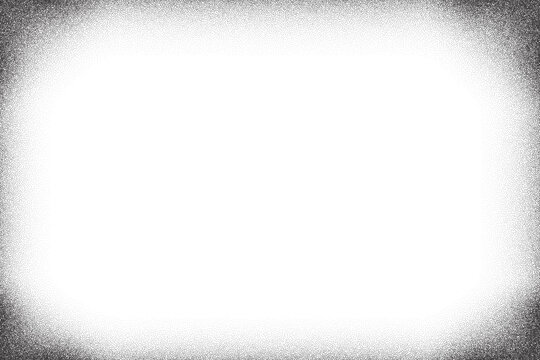 Grainy gradient background. Noisy stipple frame with fade effect. Vector grunge border with sand vintage texture. Abstract halftone gradation. Retro design template.
