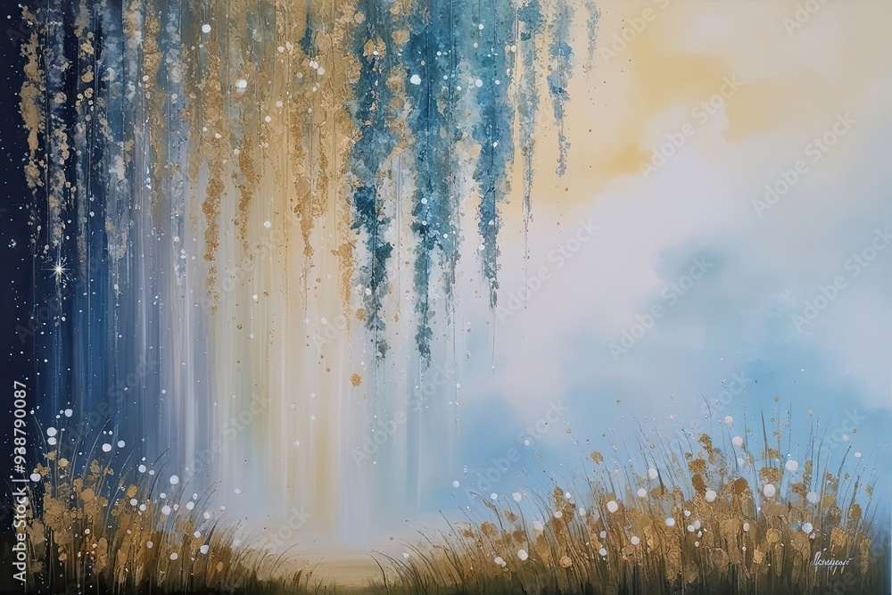 Poster celestial light flow and serene color harmony on soft canvas