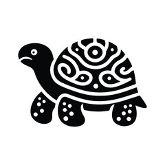 Turtle black silhouette vector with white background.