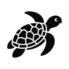 Turtle black silhouette vector with white background.