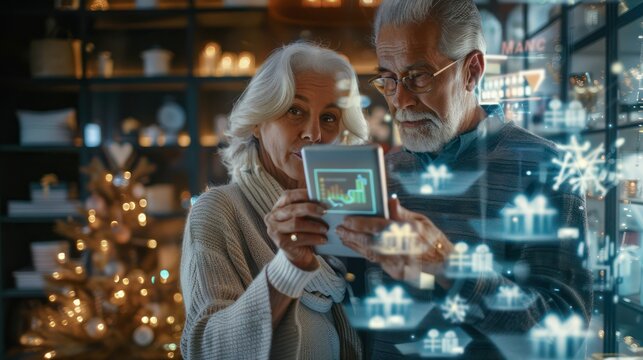 Digital interface showing retirement celebration gift ideas. 