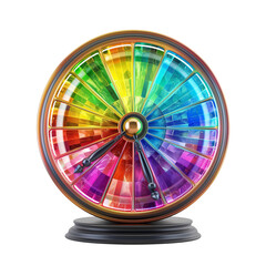 Obraz premium Abstract wheel of fortune with colorful glass isolated on a transparent background
