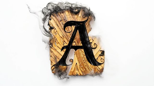 Decorative Wooden Plaque Featuring a Large Ornate Letter A Design Generative AI