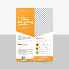 Corporate flyer design, creative stylish flyer template, vector template in A4 size, yellow color modern flyer, perfect for creative professional business, vector template. print ready.