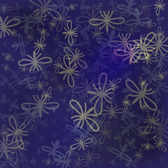 swarm midges flying in the air, hand-drawn, deep blue  vector background