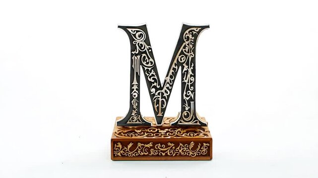 Decorative Letter M Crafted With Intricate Floral Patterns on Base Generative AI