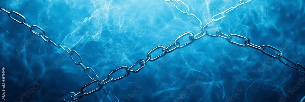 Poster Futuristic Blue Digital Patterns with Shields and Chains Background for Campaigns