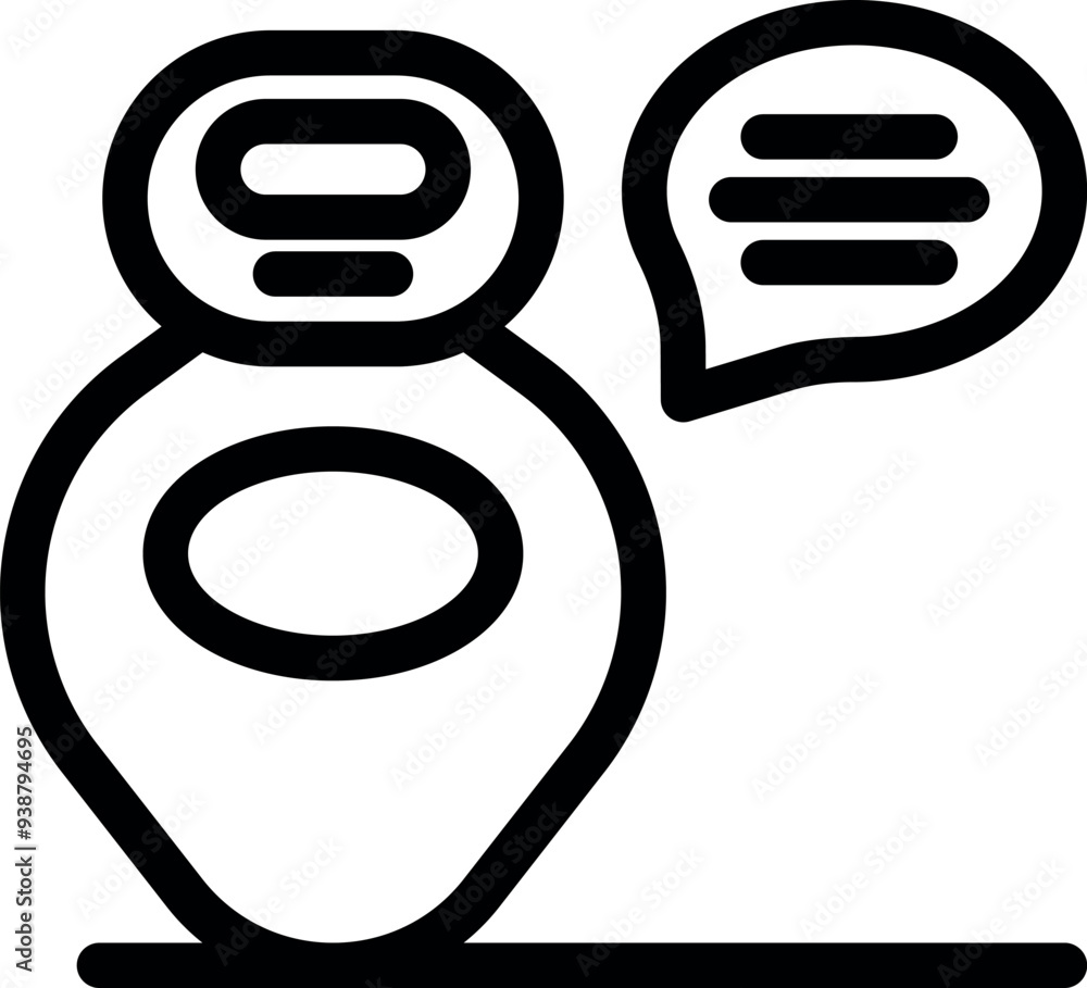 Poster location pin showing speech bubble with text lines, suggesting communication and location based info