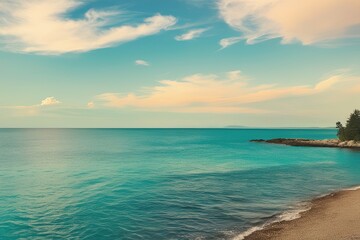 Obraz premium Charming Vintage Bay Composition with Pastel Skies and Azure Waters