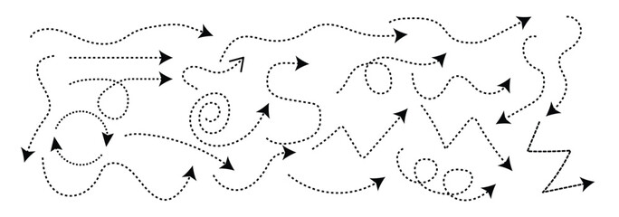 Set of simple lines hand drawn black arrows in various style. Set of simple of hand drawn black doodle arrows. Set of simple lines hand drawn black curve arrows. Various of simple lines arrows.
