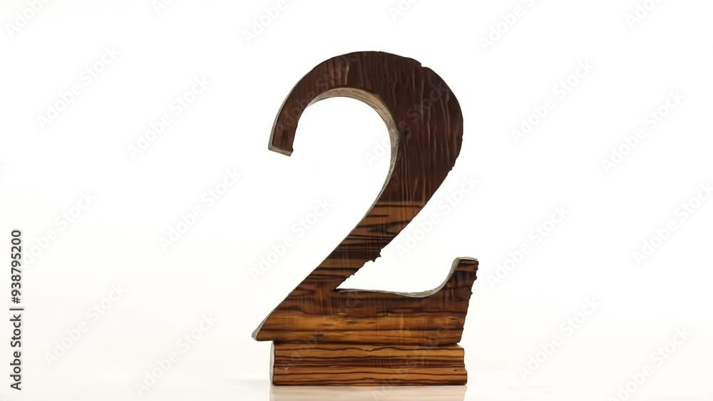 Poster stylish wooden number two displayed on a clean surface generative ai