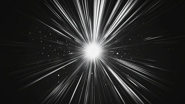 Abstract radial zoom speed light on black effect for cartoon comic book