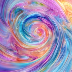 Fototapeta premium Holo 3d swirl, neon background. Fluid spiral holographic colored texture. Digital illustration of colorful fluid waves with reflections in rainbow shades. Acrylic, plastic surface, abstract wallpaper