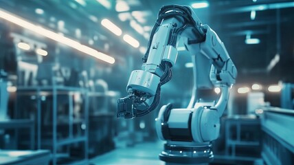 heavy automation robot arm machine in smart factory industrial,Industry 5.0 concept image.