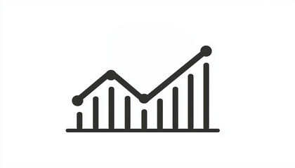 Vector art of graph line in white and black isolated background.