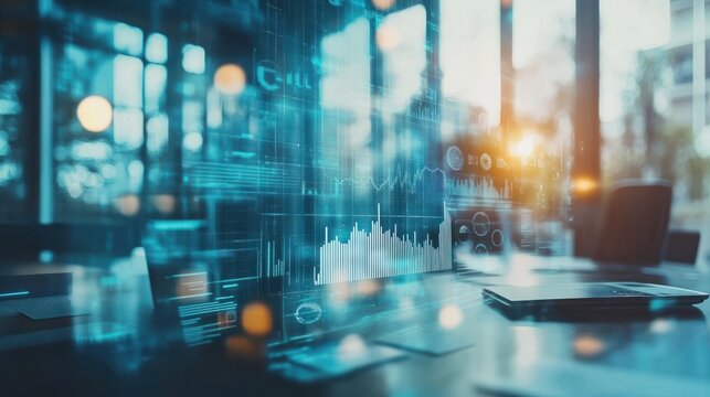 Dynamic business environment showcasing the concept of business agility, with symbols representing company transformation towards higher efficiency and rapid adaptation to market changes.